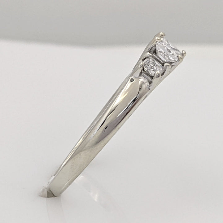 14K WHITE .45 CARAT TOTAL WEIGHT I1 F DIAMOND PRINCESS CUT (3) TRINITY ESTATE RING 2.7 GRAMS