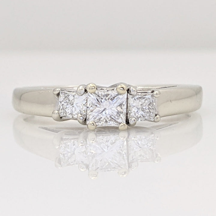 14K WHITE .45 CARAT TOTAL WEIGHT I1 F DIAMOND PRINCESS CUT (3) TRINITY ESTATE RING 2.7 GRAMS