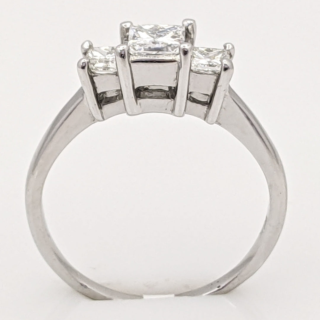 18K WHITE .82 CARAT TOTAL WEIGHT SI2 H DIAMOND PRINCESS CUT (3) ESTATE TRINITY RING 3.1 GRAMS