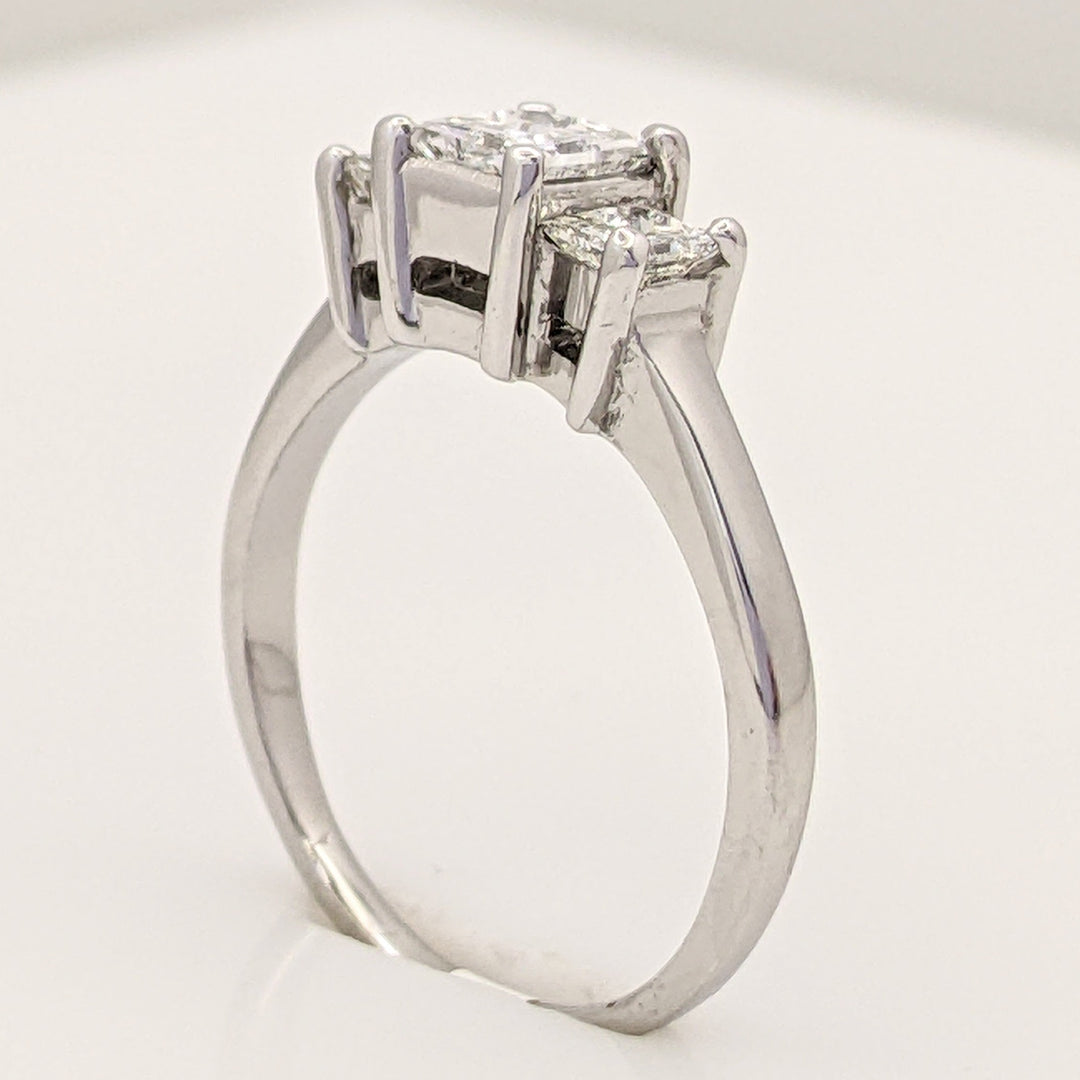 18K WHITE .82 CARAT TOTAL WEIGHT SI2 H DIAMOND PRINCESS CUT (3) ESTATE TRINITY RING 3.1 GRAMS