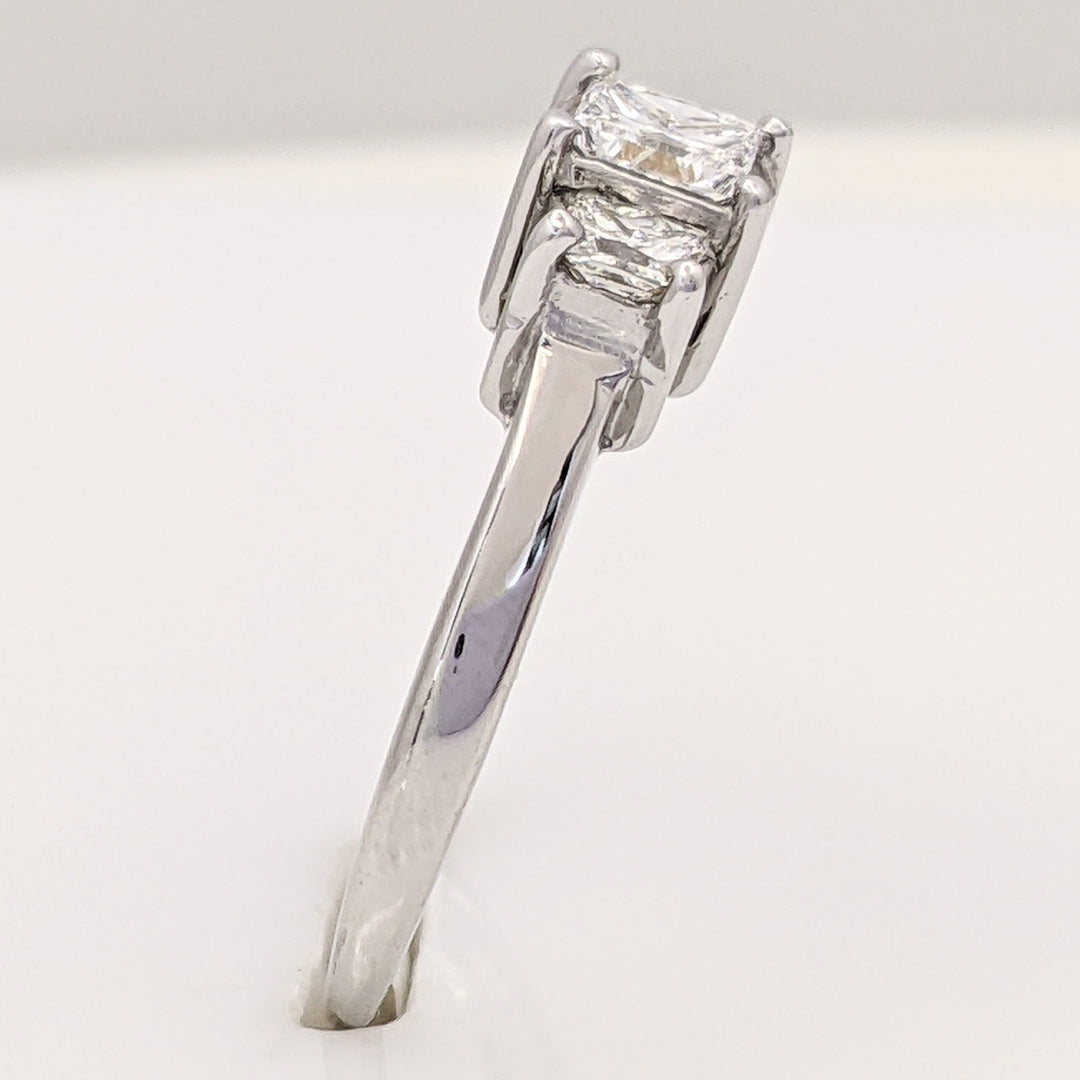 18K WHITE .82 CARAT TOTAL WEIGHT SI2 H DIAMOND PRINCESS CUT (3) ESTATE TRINITY RING 3.1 GRAMS