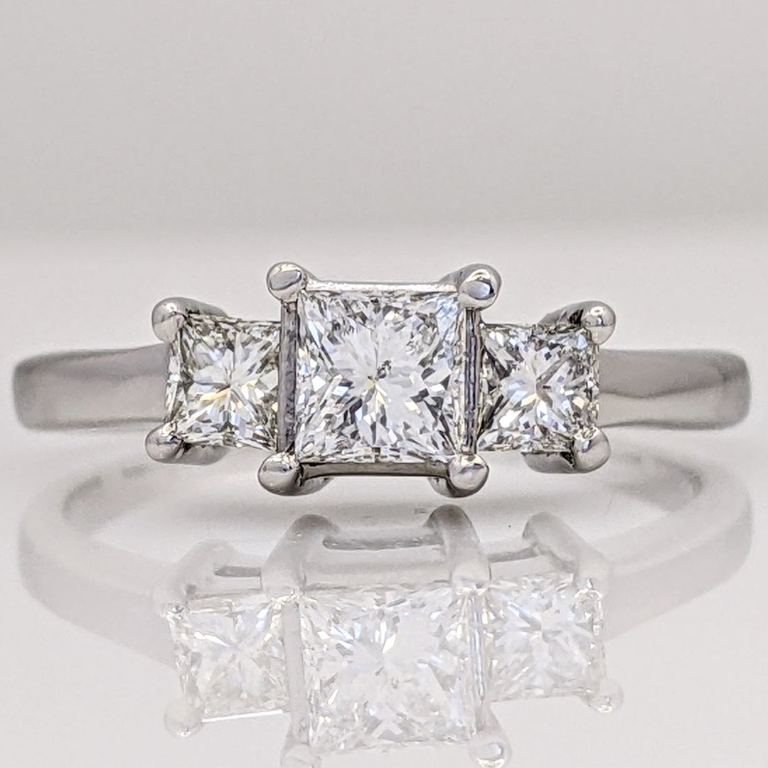 18K WHITE .82 CARAT TOTAL WEIGHT SI2 H DIAMOND PRINCESS CUT (3) ESTATE TRINITY RING 3.1 GRAMS