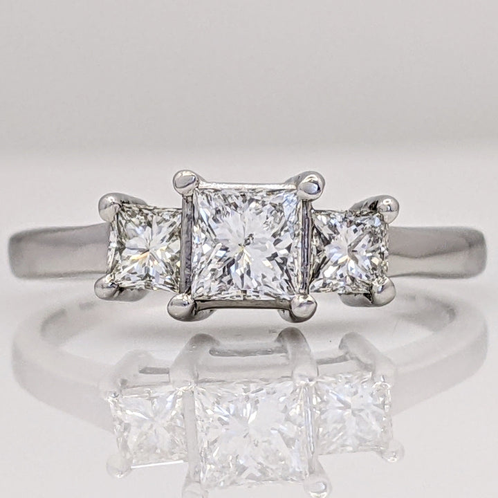 18K WHITE .82 CARAT TOTAL WEIGHT SI2 H DIAMOND PRINCESS CUT (3) ESTATE TRINITY RING 3.1 GRAMS