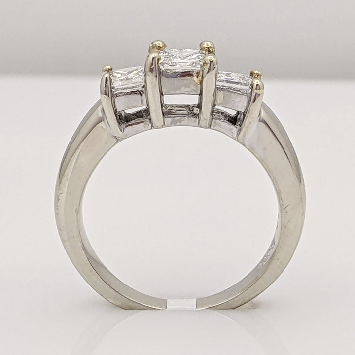 14K WHITE .58 CARAT TOTAL WEIGHT VS2-I1 H-I DIAMOND PRINCESS CUT (3) TRINITY ESTATE RING 4.1 GRAMS