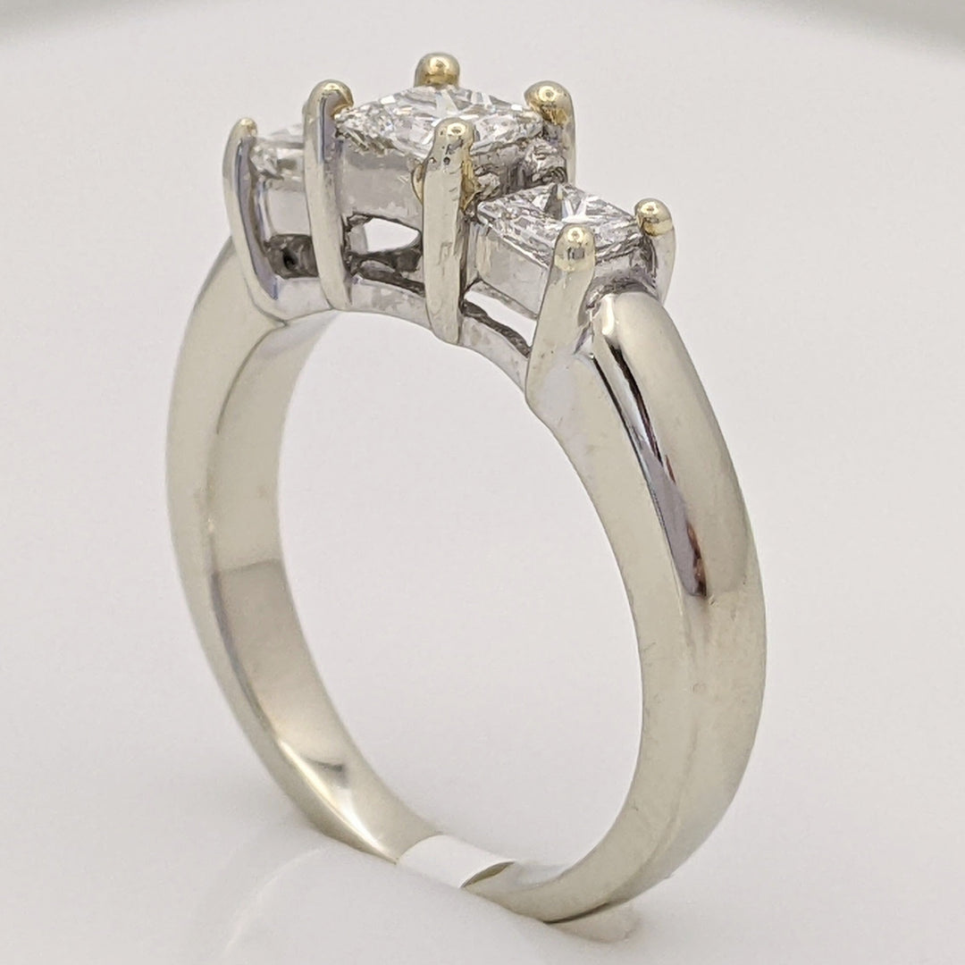 14K WHITE .58 CARAT TOTAL WEIGHT VS2-I1 H-I DIAMOND PRINCESS CUT (3) TRINITY ESTATE RING 4.1 GRAMS