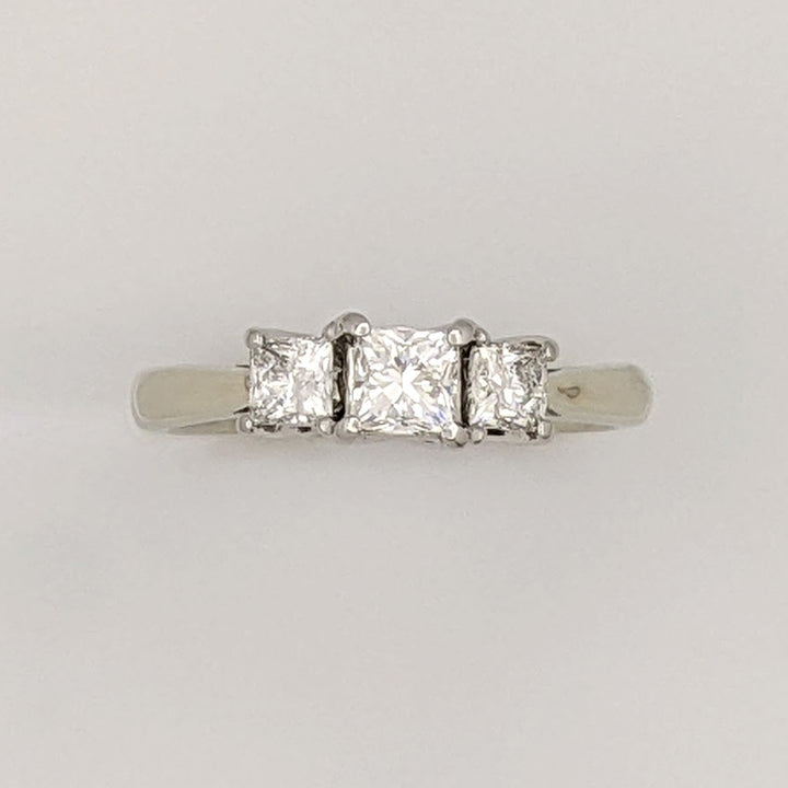 14K WHITE .80 CARAT TOTAL WEIGHT VS1 G DIAMOND PRINCESS CUT (3) TRINITY ESTATE RING