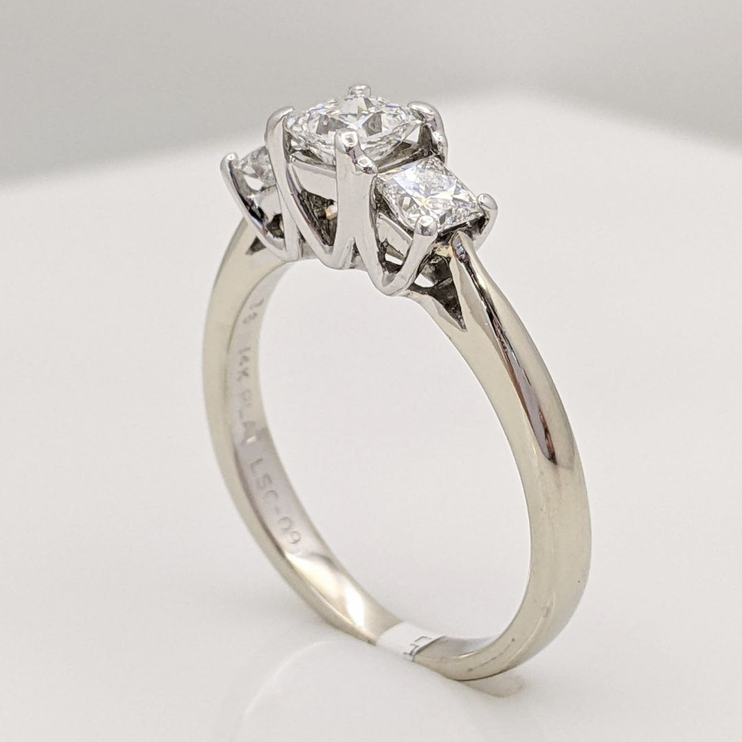 14K WHITE .80 CARAT TOTAL WEIGHT VS1 G DIAMOND PRINCESS CUT (3) TRINITY ESTATE RING
