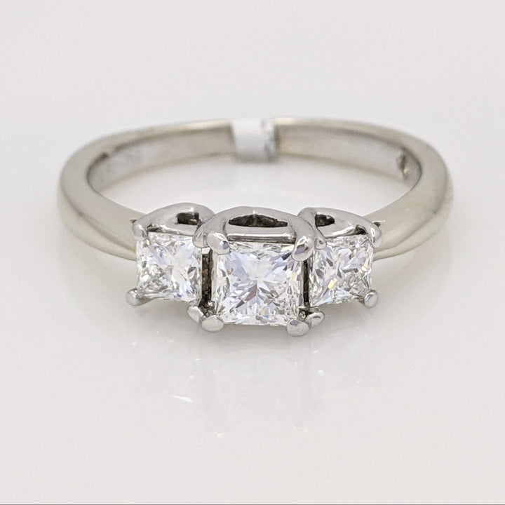 14K WHITE .80 CARAT TOTAL WEIGHT VS1 G DIAMOND PRINCESS CUT (3) TRINITY ESTATE RING