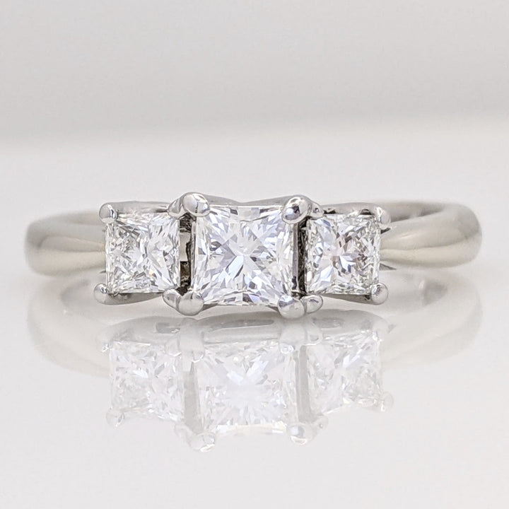 14K WHITE .80 CARAT TOTAL WEIGHT VS1 G DIAMOND PRINCESS CUT (3) TRINITY ESTATE RING