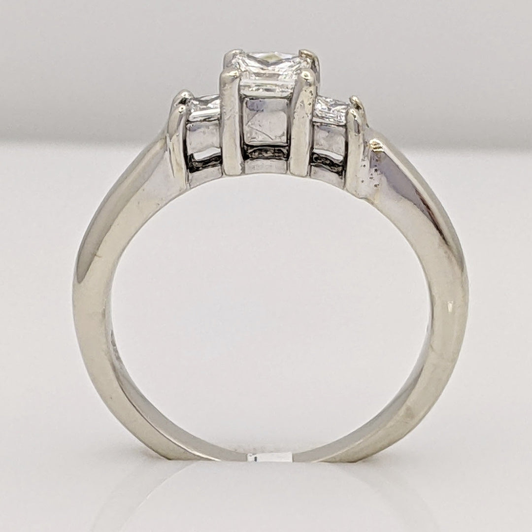14K WHITE .52 CARAT TOTAL WEIGHT VS2 DIAMOND PRINCESS CUT (3) TRINITY ESTATE RING 3.6 GRAMS