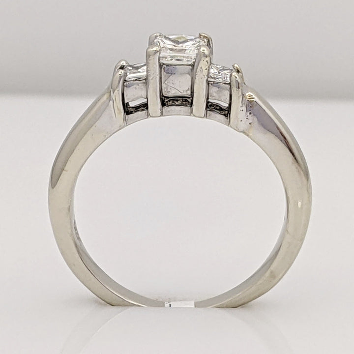 14K WHITE .52 CARAT TOTAL WEIGHT VS2 DIAMOND PRINCESS CUT (3) TRINITY ESTATE RING 3.6 GRAMS
