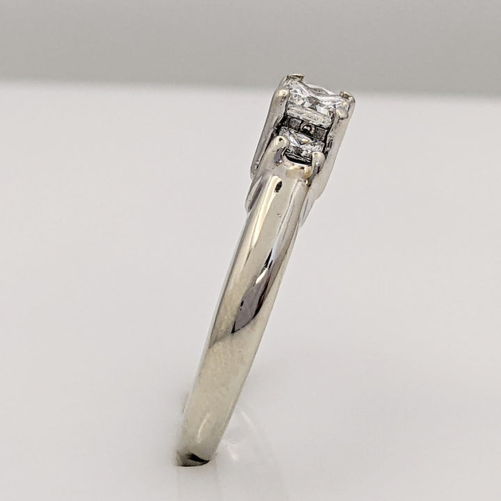 14K WHITE .52 CARAT TOTAL WEIGHT VS2 DIAMOND PRINCESS CUT (3) TRINITY ESTATE RING 3.6 GRAMS