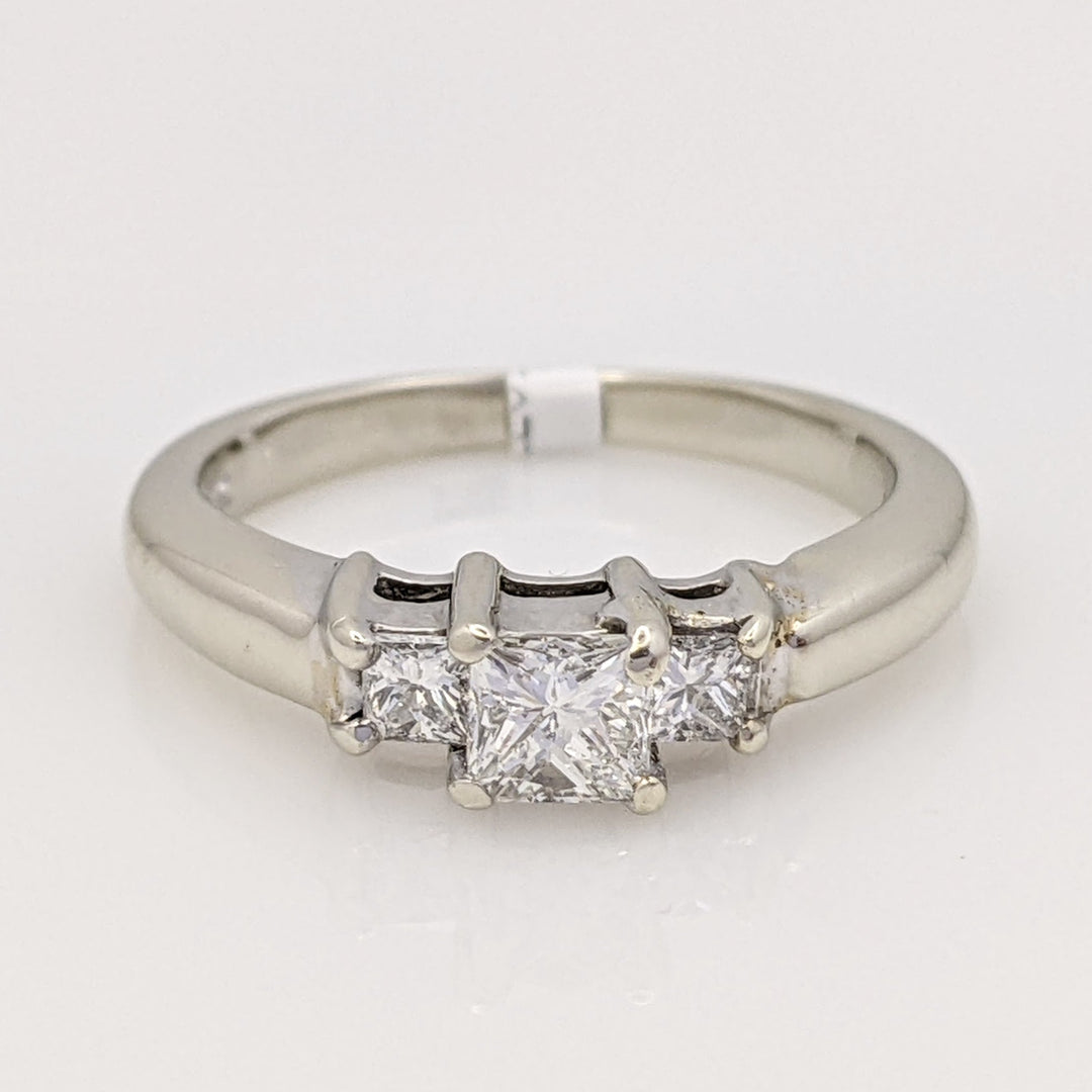 14K WHITE .52 CARAT TOTAL WEIGHT VS2 DIAMOND PRINCESS CUT (3) TRINITY ESTATE RING 3.6 GRAMS