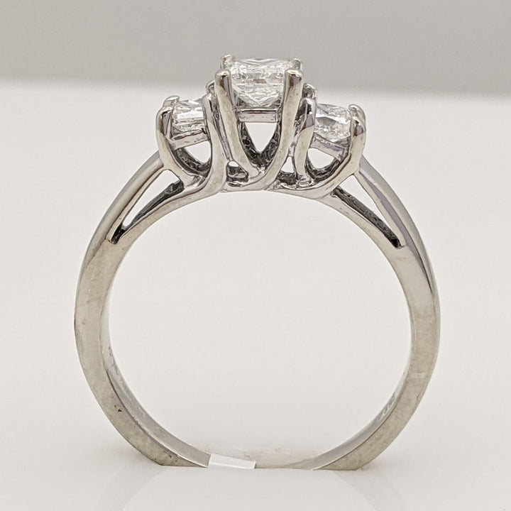 14K WHITE .43 CARAT TOTAL WEIGHT I1 F DIAMOND PRINCESS CUT (3) TRINITY ESTATE RING 2.5G