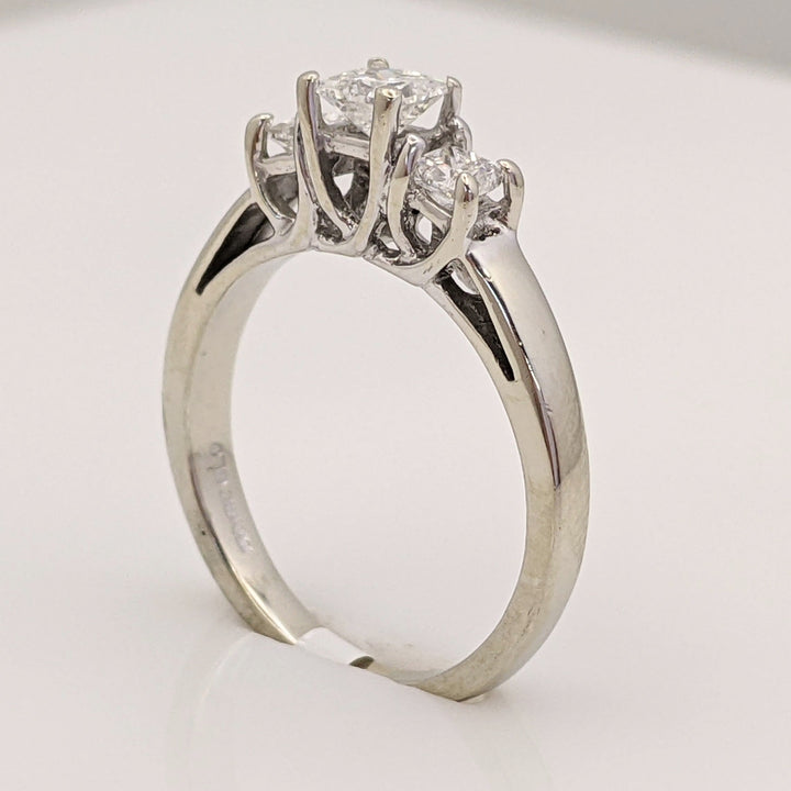 14K WHITE .43 CARAT TOTAL WEIGHT I1 F DIAMOND PRINCESS CUT (3) TRINITY ESTATE RING 2.5G