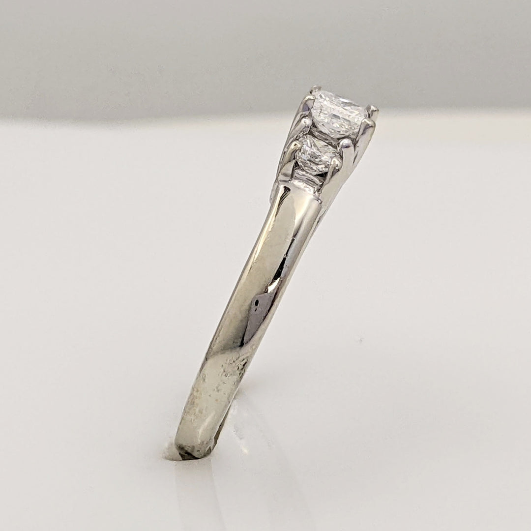 14K WHITE .43 CARAT TOTAL WEIGHT I1 F DIAMOND PRINCESS CUT (3) TRINITY ESTATE RING 2.5G