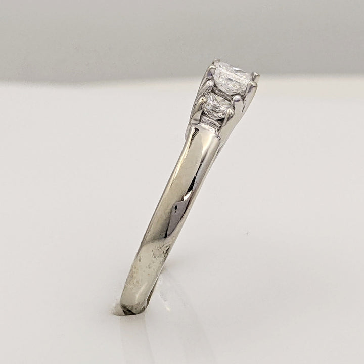 14K WHITE .43 CARAT TOTAL WEIGHT I1 F DIAMOND PRINCESS CUT (3) TRINITY ESTATE RING 2.5G