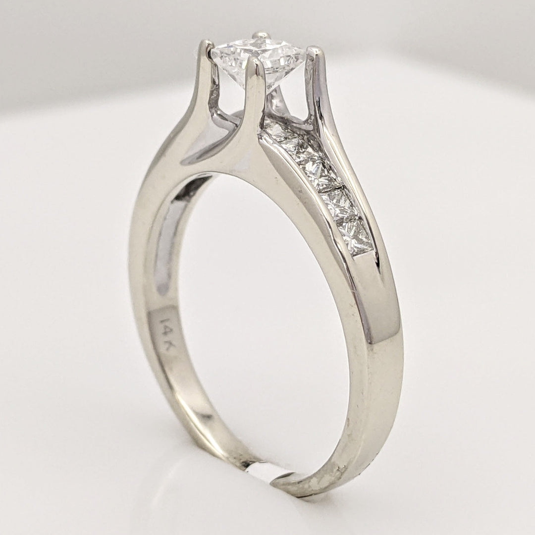 14K WHITE .96 CARAT TOTAL WEIGHT SI2 G DIAMOND PRINCESS CUT (11) ESTATE RING 4.4 GRAMS