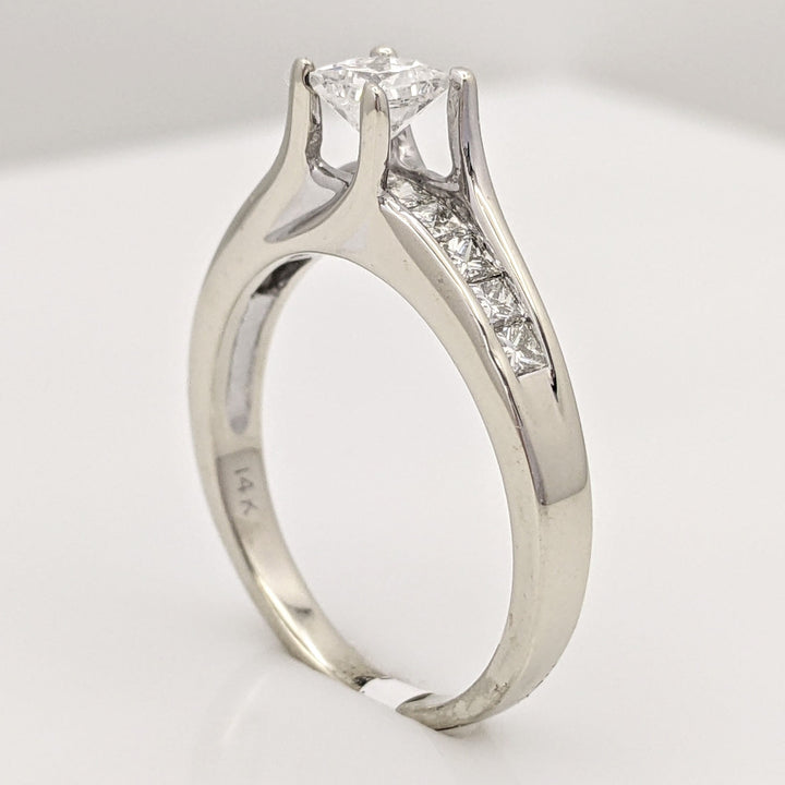 14K WHITE .96 CARAT TOTAL WEIGHT SI2 G DIAMOND PRINCESS CUT (11) ESTATE RING 4.4 GRAMS