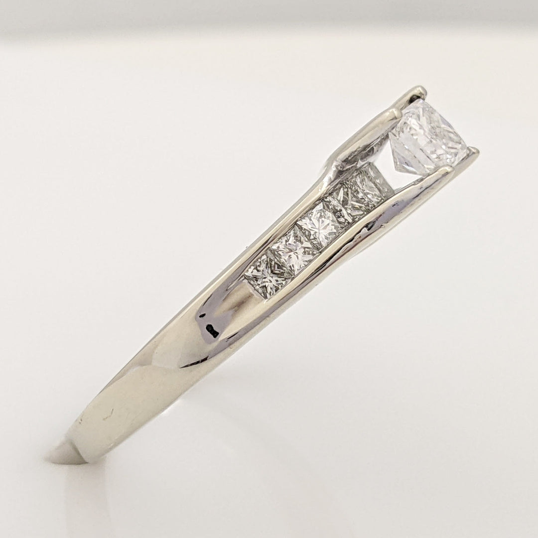 14K WHITE .96 CARAT TOTAL WEIGHT SI2 G DIAMOND PRINCESS CUT (11) ESTATE RING 4.4 GRAMS