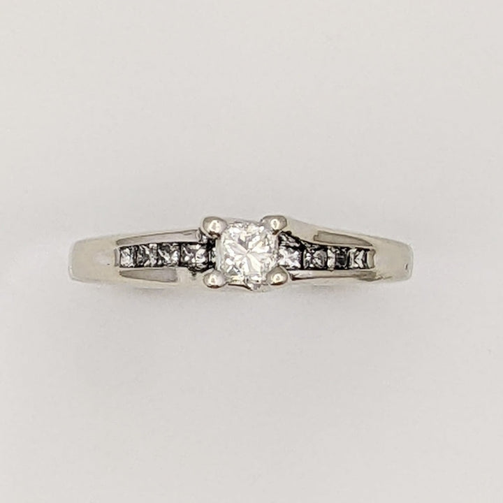 14K WHITE .55 CARAT TOTAL WEIGHT I1 G DIAMOND PRINCESS CUT (11) ESTATE RING 3.4 GRAMS