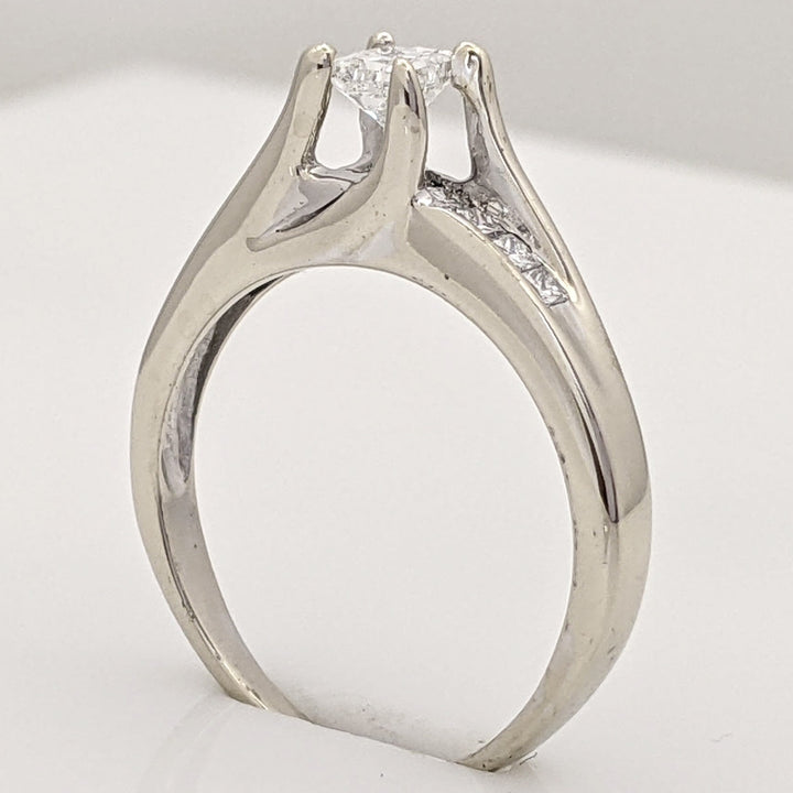 14K WHITE .47 CARAT TOTAL WHITE SI1 G DIAMOND PRINCESS CUT (11) ESTATE RING 2.7 GRAMS