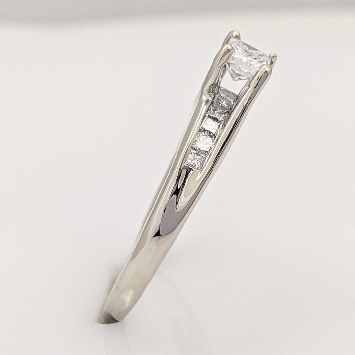 14K WHITE .47 CARAT TOTAL WHITE SI1 G DIAMOND PRINCESS CUT (11) ESTATE RING 2.7 GRAMS