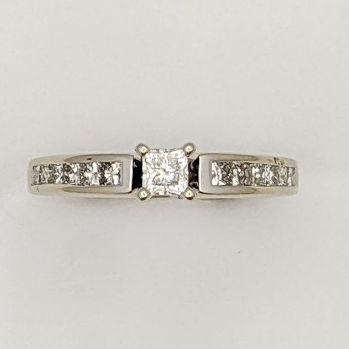 14K WHITE .68 CARAT TOTAL WEIGHT I1 F DIAMOND PRINCESS CUT (13) ESTATE RING 3.4 GRAMS
