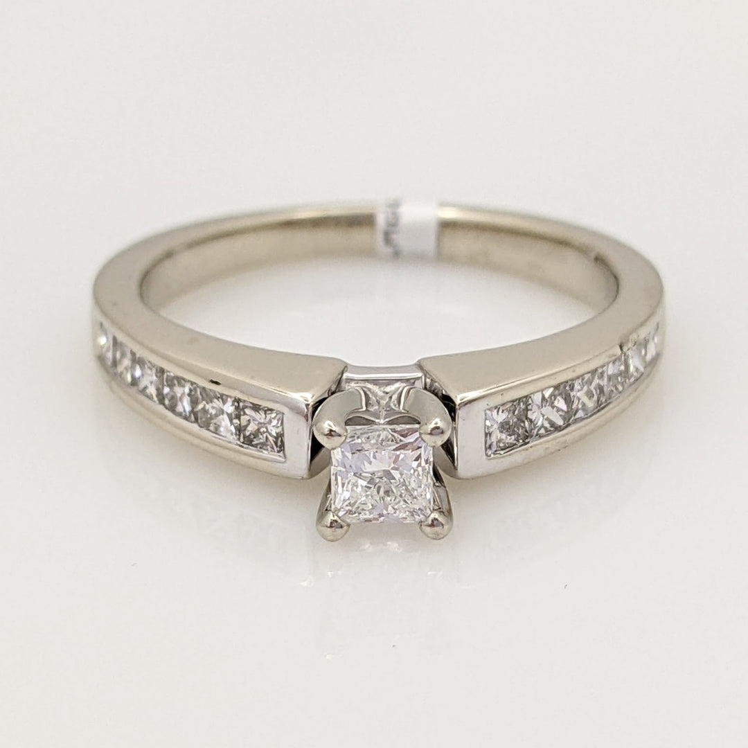 14K WHITE .68 CARAT TOTAL WEIGHT I1 F DIAMOND PRINCESS CUT (13) ESTATE RING 3.4 GRAMS