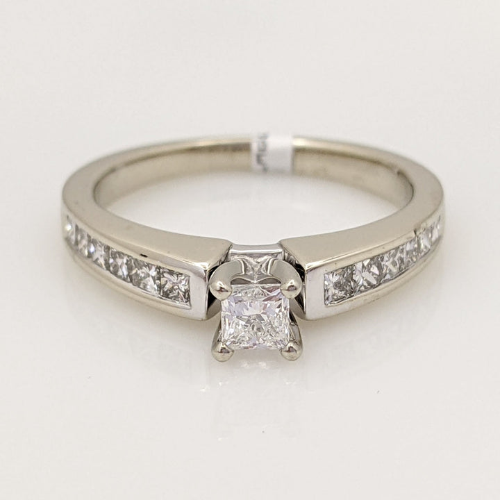 14K WHITE .68 CARAT TOTAL WEIGHT I1 F DIAMOND PRINCESS CUT (13) ESTATE RING 3.4 GRAMS