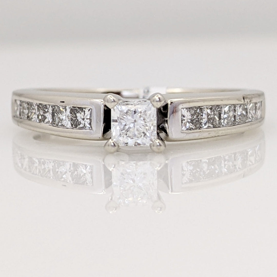 14K WHITE .68 CARAT TOTAL WEIGHT I1 F DIAMOND PRINCESS CUT (13) ESTATE RING 3.4 GRAMS