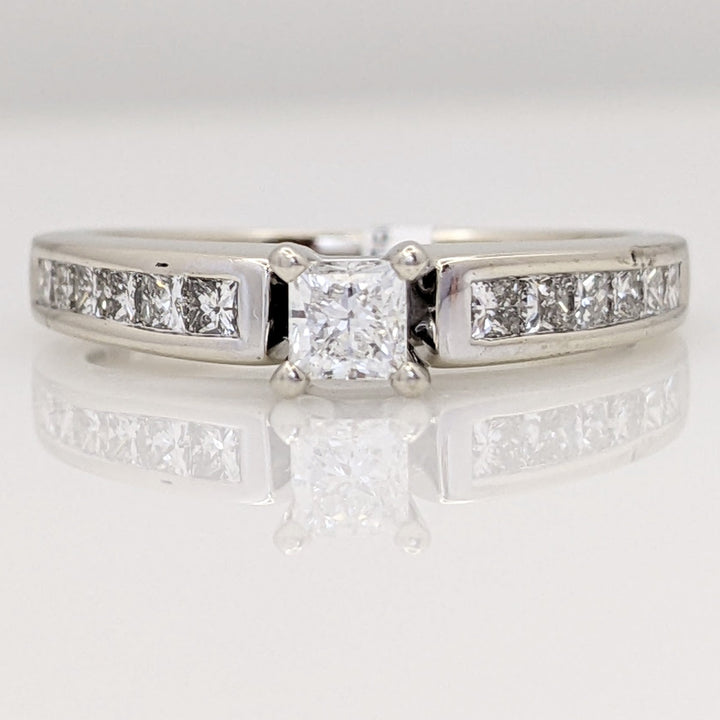 14K WHITE .68 CARAT TOTAL WEIGHT I1 F DIAMOND PRINCESS CUT (13) ESTATE RING 3.4 GRAMS