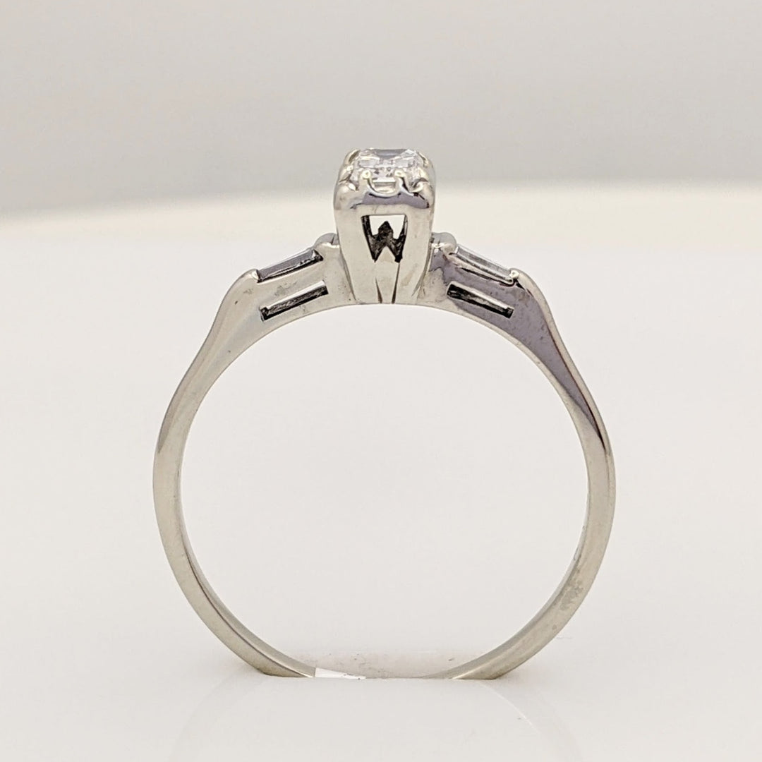 14K WHITE .50 CARAT TOTAL WEIGHT VS1 G DIAMOND EMERALD CUT WITH (2) BAGUETTES ESTATE 2.0 GRAMS