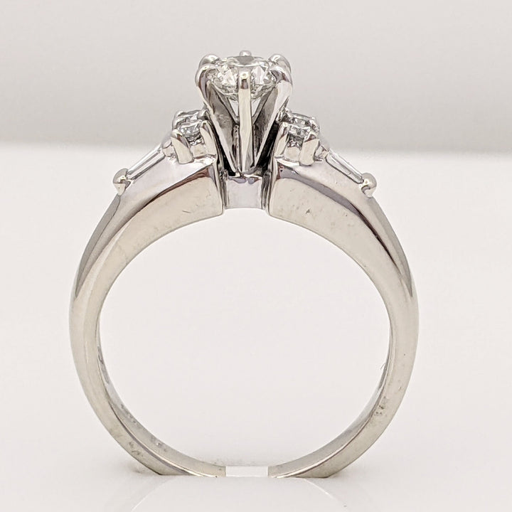 14K WHITE .54 CARAT TOTAL WEIGHT I1 H DIAMOND ROUND (5) WITH (2) BAGUETTE ESTATE RING 3.5 GRAMS