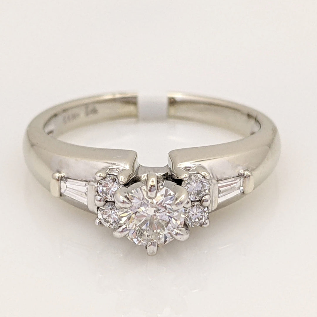 14K WHITE .54 CARAT TOTAL WEIGHT I1 H DIAMOND ROUND (5) WITH (2) BAGUETTE ESTATE RING 3.5 GRAMS