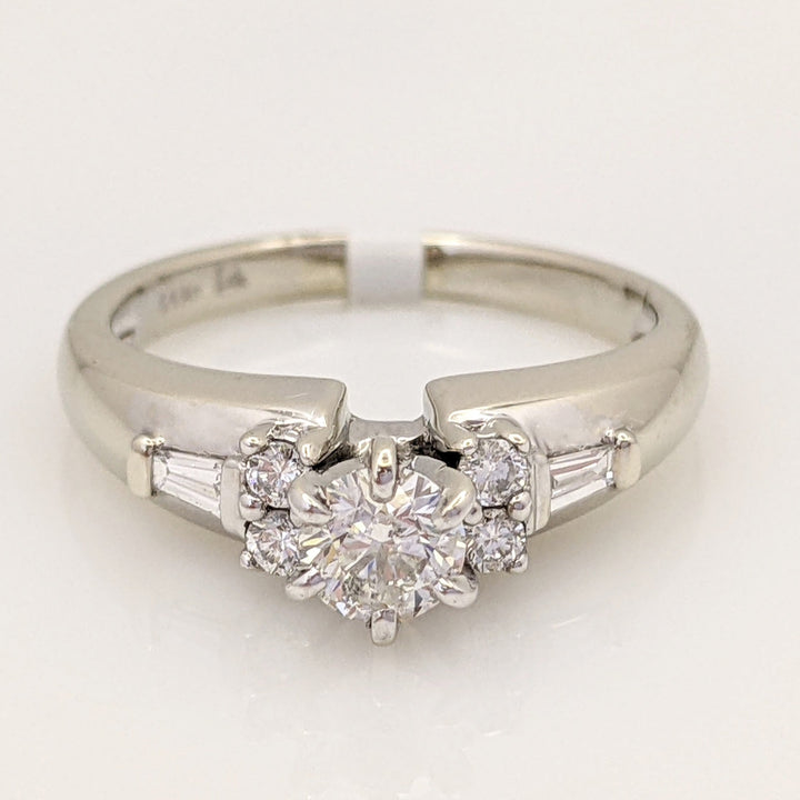 14K WHITE .54 CARAT TOTAL WEIGHT I1 H DIAMOND ROUND (5) WITH (2) BAGUETTE ESTATE RING 3.5 GRAMS