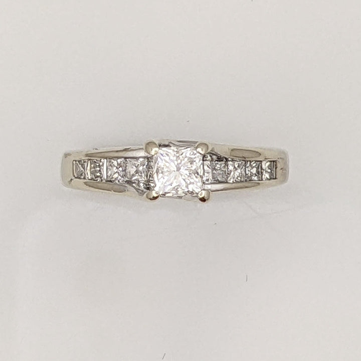 14K WHITE .99 CARAT TOTAL WEIGHT I1 F DIAMOND PRINCESS CUT (11) ESTATE RING 3.9G