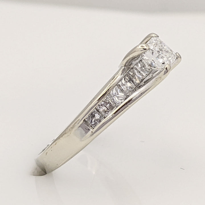 14K WHITE .99 CARAT TOTAL WEIGHT I1 F DIAMOND PRINCESS CUT (11) ESTATE RING 3.9G