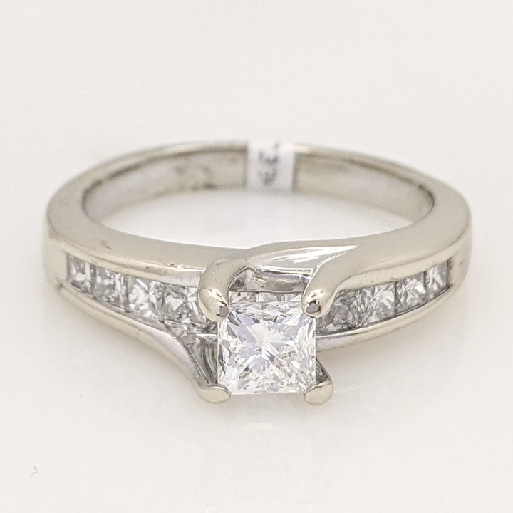 14K WHITE .99 CARAT TOTAL WEIGHT I1 F DIAMOND PRINCESS CUT (11) ESTATE RING 3.9G