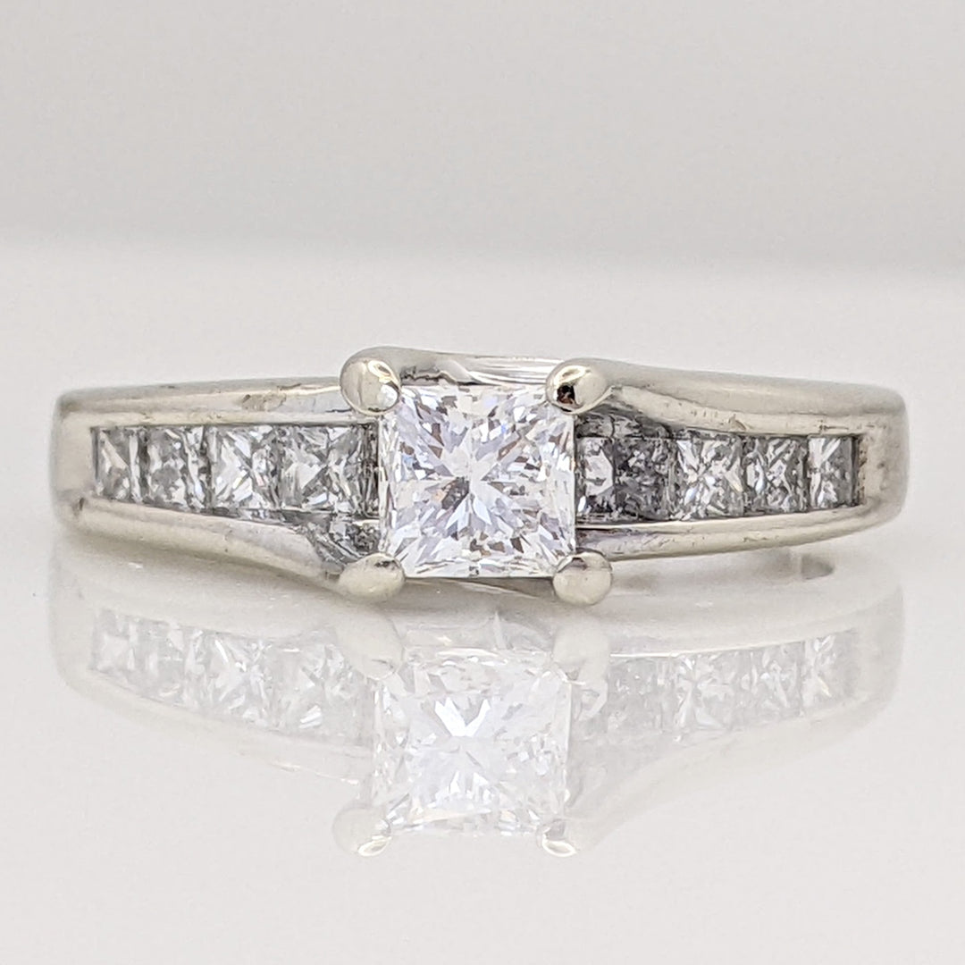 14K WHITE .99 CARAT TOTAL WEIGHT I1 F DIAMOND PRINCESS CUT (11) ESTATE RING 3.9G