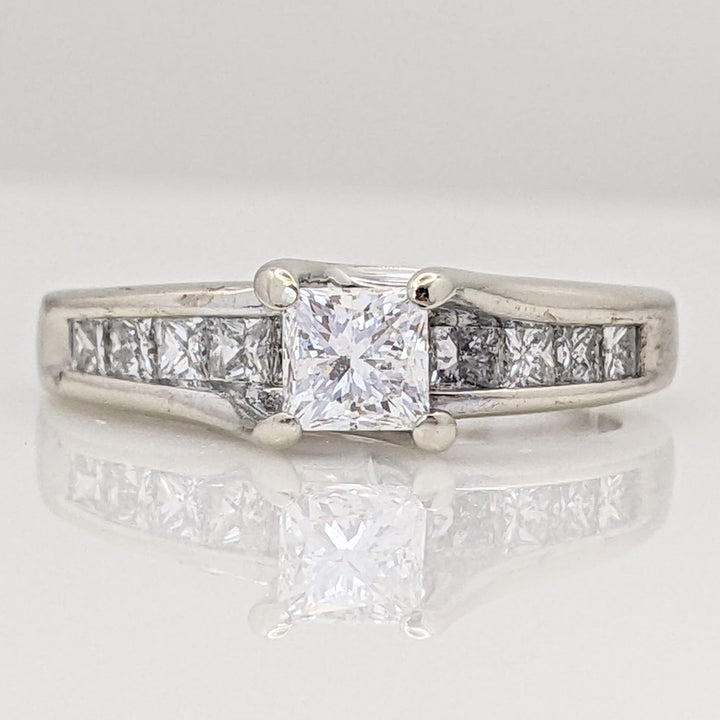 14K WHITE .99 CARAT TOTAL WEIGHT I1 F DIAMOND PRINCESS CUT (11) ESTATE RING 3.9G