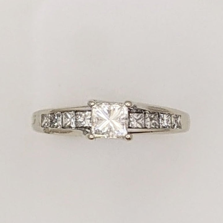 14K WHITE 1.00 CARAT TOTAL WEIGHT SI2 H DIAMOND PRINCESS CUT (11) ESTATE RING 2.9 GRAMS