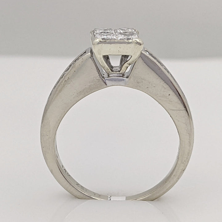 14K WHITE 1.00 CARAT TOTAL WEIGHT SI2 G DIAMOND PRINCESS CUT (12) ESTATE RING 3.9 GRAMS