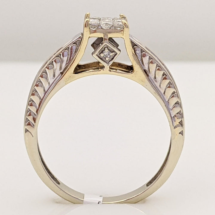 18K WHITE .48 CARAT TOTAL WEIGHT I1 G-H DIAMOND PRINCESS CUT (9) ROUND (10) ESTATE RING 2.8G