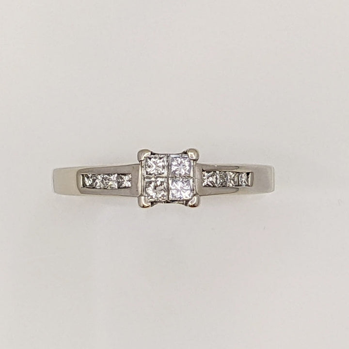 14K WHITE .72 CARAT TOTAL WEIGHT I1 I DIAMOND PRINCESS CUT (12) TENSION ESTATE RING 4.7 GRAMS