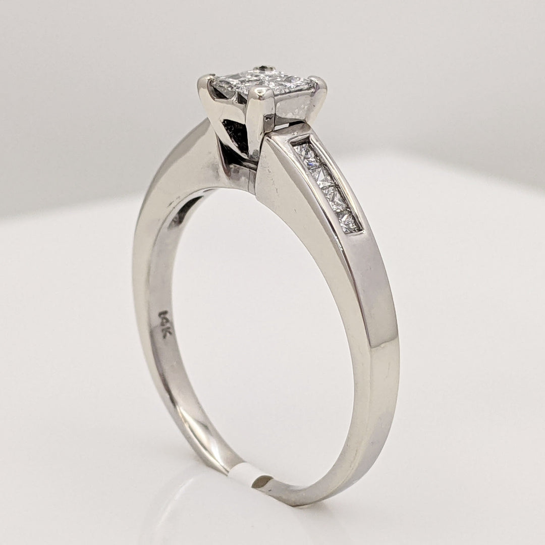 14K WHITE .72 CARAT TOTAL WEIGHT I1 I DIAMOND PRINCESS CUT (12) TENSION ESTATE RING 4.7 GRAMS