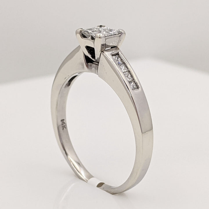14K WHITE .72 CARAT TOTAL WEIGHT I1 I DIAMOND PRINCESS CUT (12) TENSION ESTATE RING 4.7 GRAMS