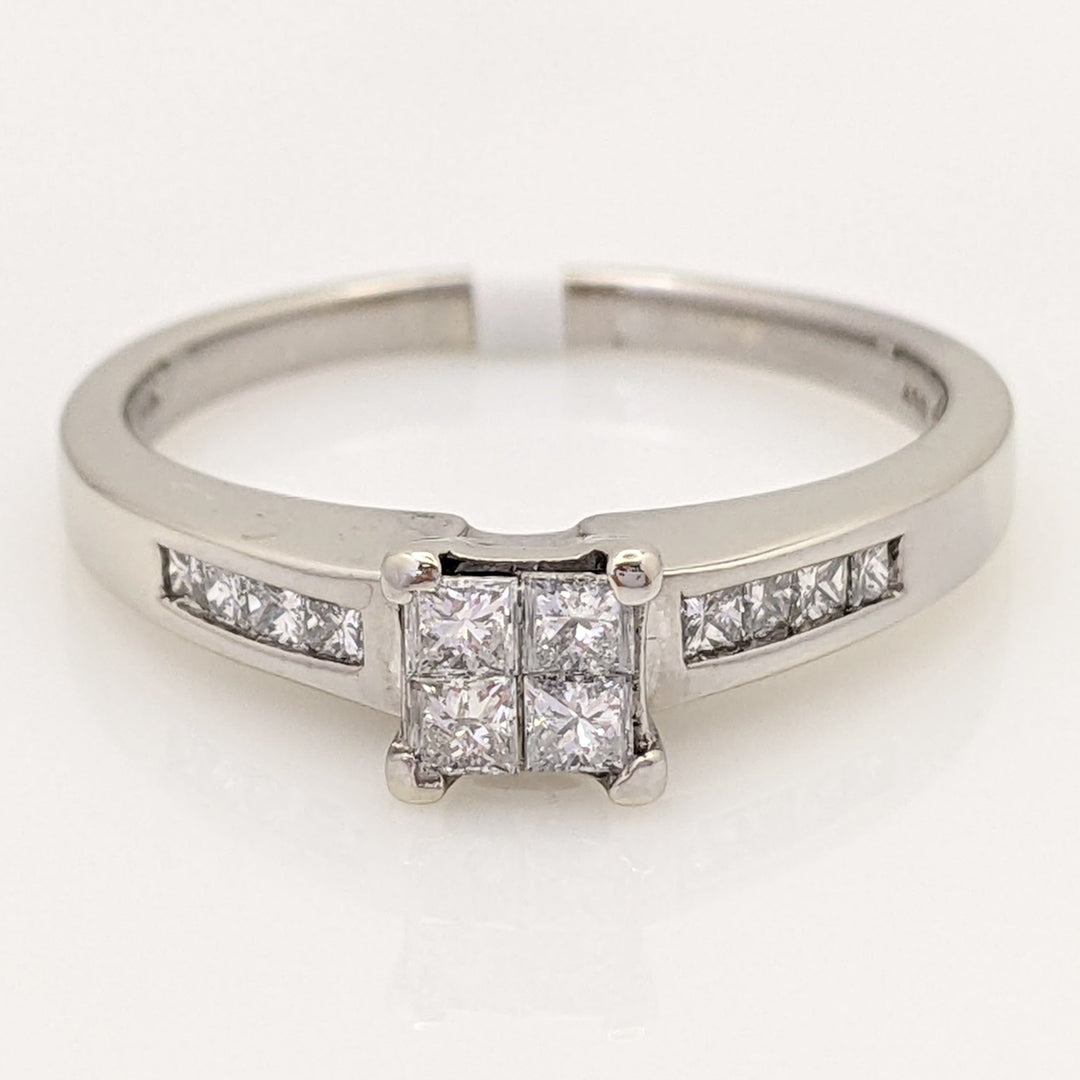 14K WHITE .72 CARAT TOTAL WEIGHT I1 I DIAMOND PRINCESS CUT (12) TENSION ESTATE RING 4.7 GRAMS