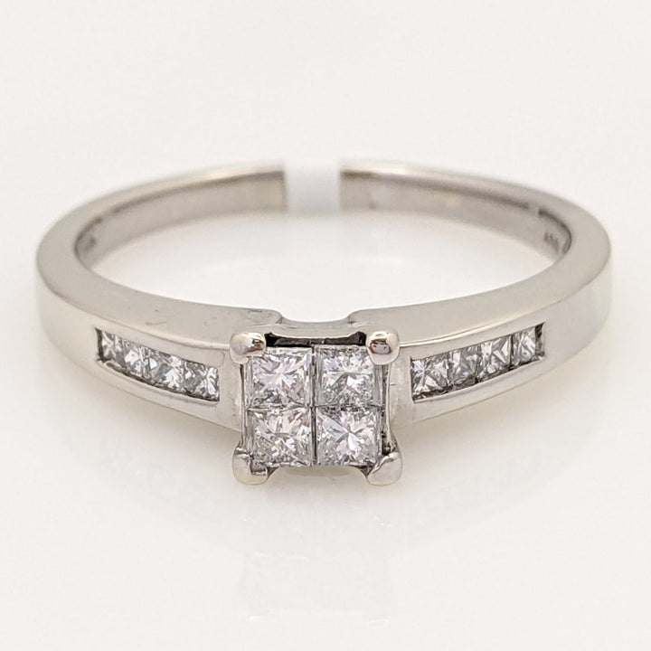 14K WHITE .72 CARAT TOTAL WEIGHT I1 I DIAMOND PRINCESS CUT (12) TENSION ESTATE RING 4.7 GRAMS