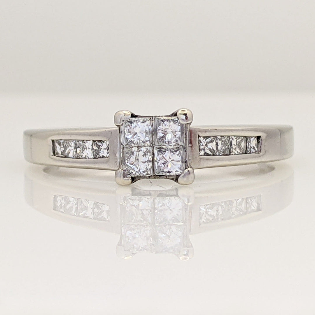 14K WHITE .72 CARAT TOTAL WEIGHT I1 I DIAMOND PRINCESS CUT (12) TENSION ESTATE RING 4.7 GRAMS